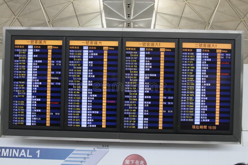 Flight Information Board In Airport Terminal Stock Image Image of