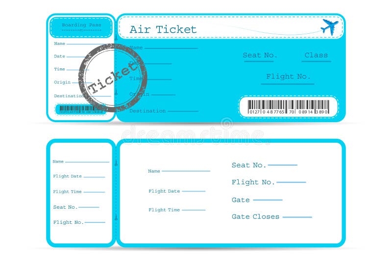 Illustration of front and back part of flight ticket