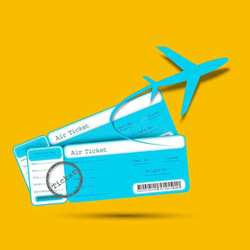 Illustration of flight ticket with airplane