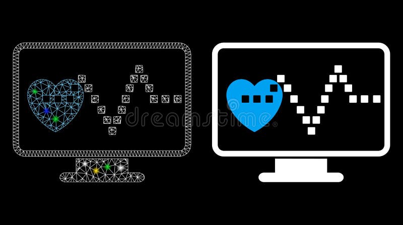 Flimmern Mesh Network Cardio Monitoring Icon mit Aufflackern-Stellen lizenzfreie abbildung