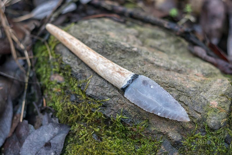 Flintkniv - blad av stenålsverktyg i hjort