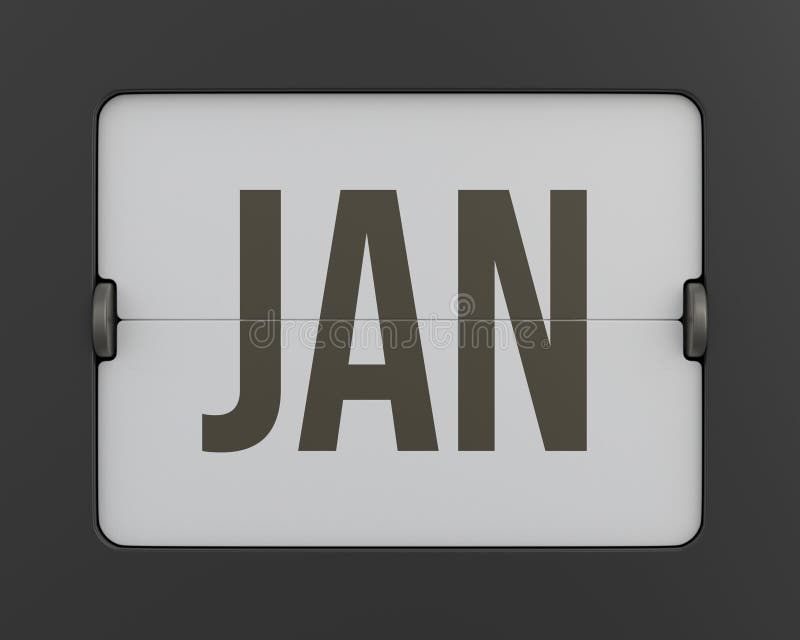 Flip black monthly calendar. 3D render stock illustration