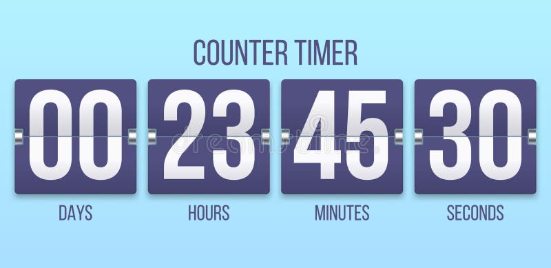 Flip clock timer. Countdown counter days, counting hours and minutes numbers. Flipclock timers vector illustration vector illustration