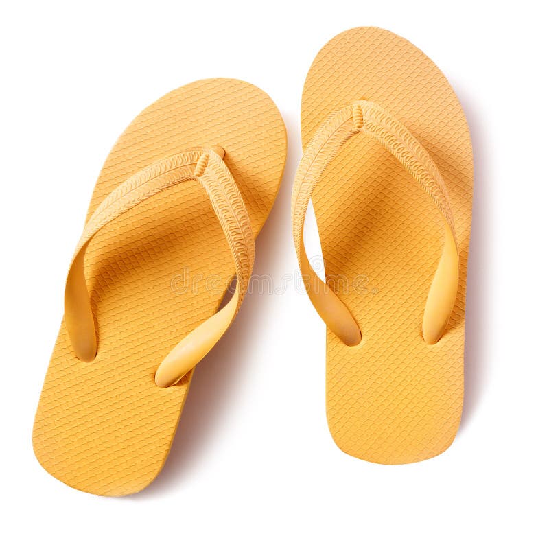 Flip Flop Beach Shoes Yellow Isolated on White Background Stock Photo ...