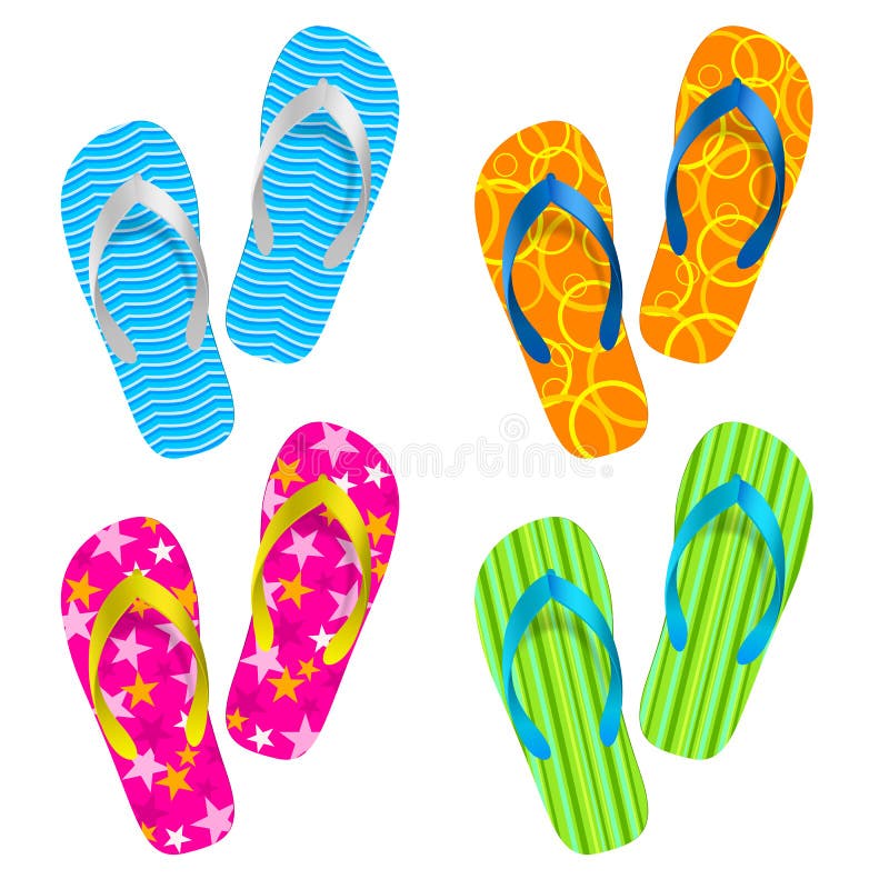 Flip Flop Sandals On The Beach Stock Vector - Illustration of blue ...