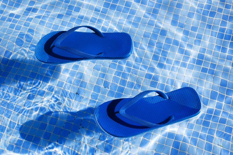 Flip-flops at Swimming Pool Stock Image - Image of summertime ...