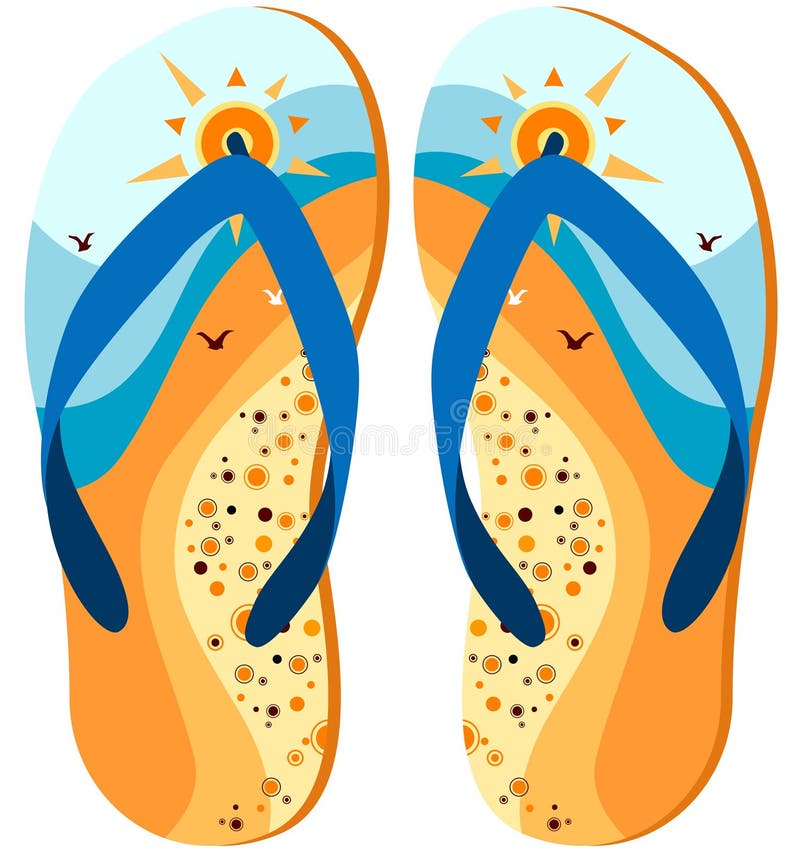 Vector Illustration Female Feet with a Pedicure in the Summer Flip ...