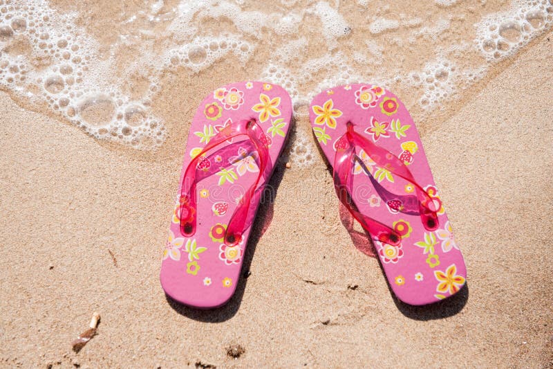 Flip flops at the beach stock image. Image of beach, swimming - 11824087