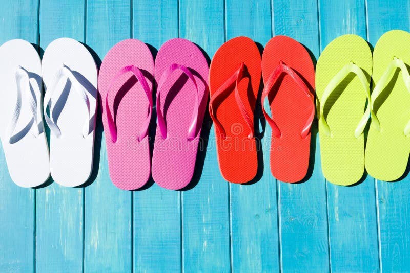 Poolside Flip Flops stock photo. Image of holiday, head - 9837808