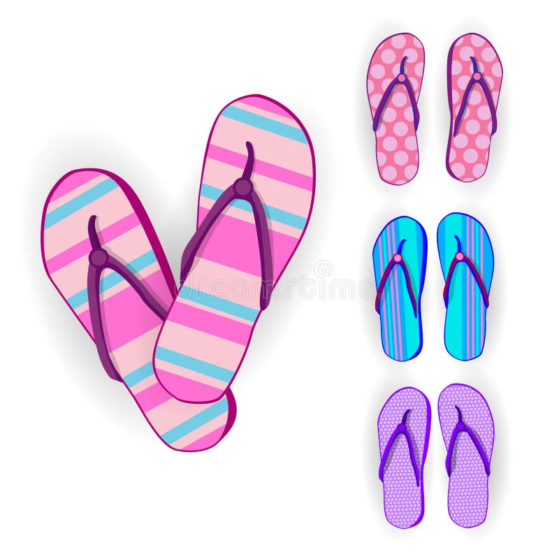 Flip Flops Icon Summer Slippers-de Vastgestelde Inzameling van de Voetslijtage royalty-vrije illustratie Flip Flops Icon Summer Slippers-de Vastgestelde Inzameling van de Voetslijtage royalty-vrije illustratie