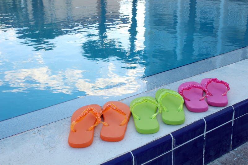 Flip Flops and Pool Accessories Stock Photo - Image of beach, shoes ...