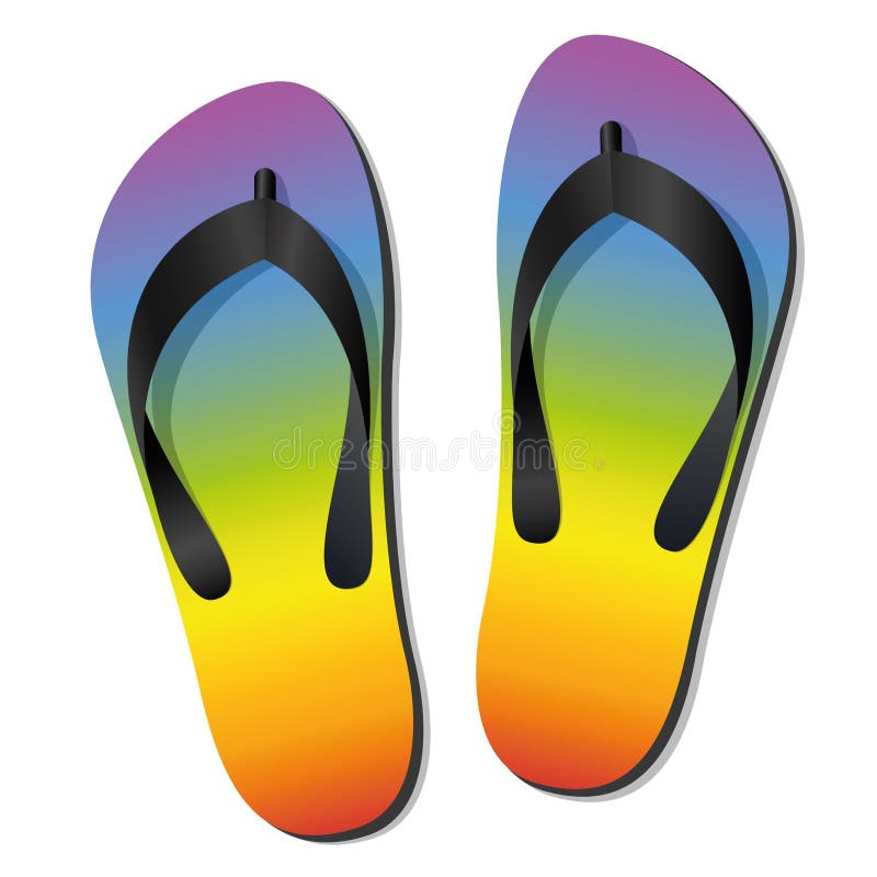 Flip Flops Colored Set Seven Sandals Stock Vector - Illustration of ...