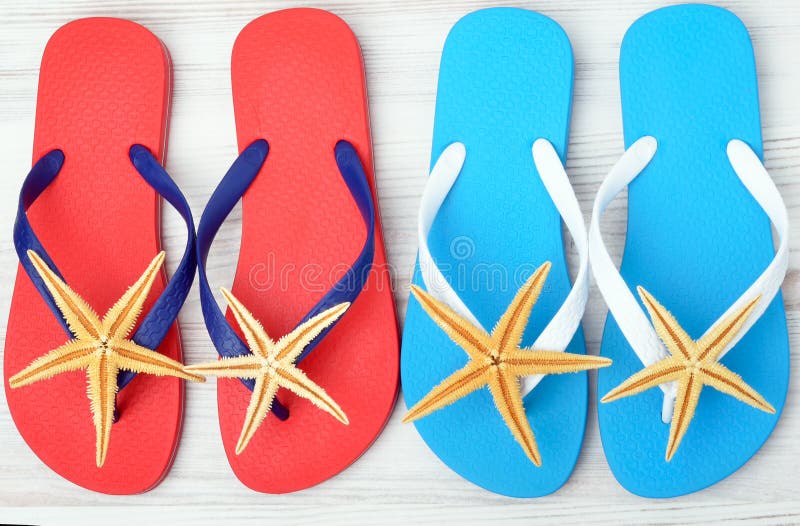 Flip-flops and starfish. stock photos Flip-flops and starfish. stock photos
