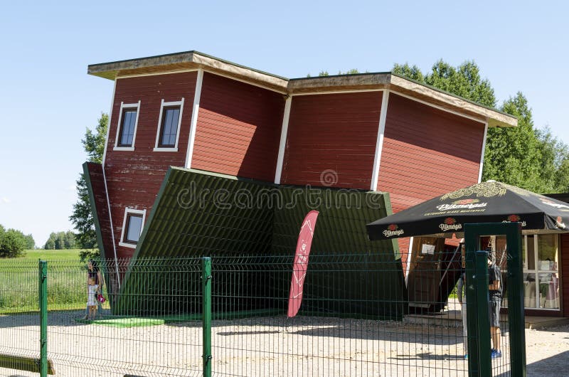 Inverted house in Anyksciai district, Lithuania stock photography