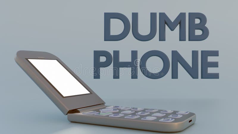A flip phone with the letters \'DUMB PHONE\' vector illustration