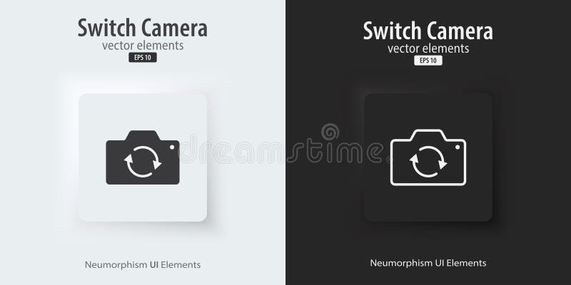 Răsturnare și comutare pictograma camerei. pictogramă linie și plat. un set de butoane pătrate cu simboluri 3d element neumorism p vector illustration