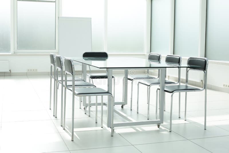 Flipchart Glass Table and Chairs in Office Space Stock Image Image of