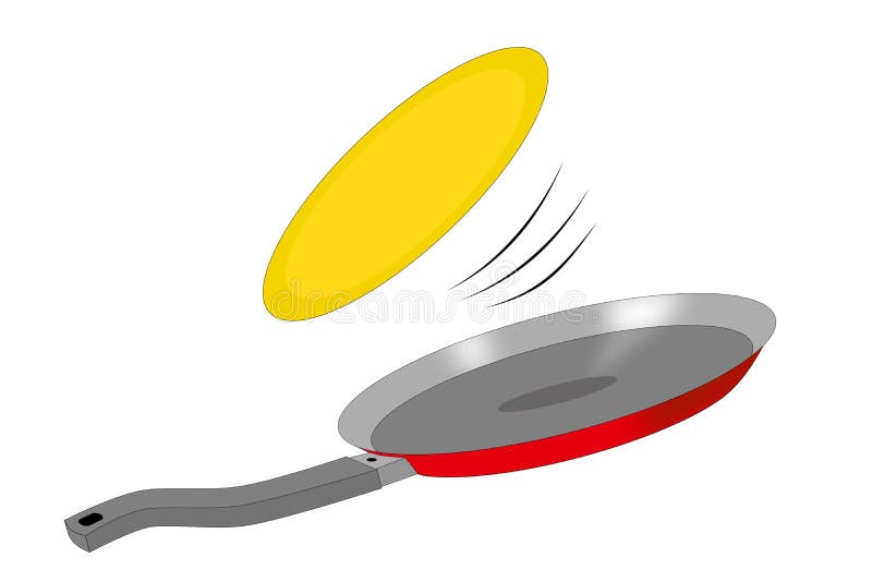 Flipping Pancake Isolated on White Background Stock Illustration