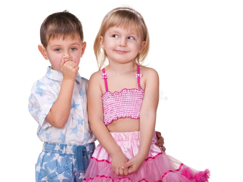Flirting Girl And Thoughtful Boy Royalty Free Stock Images Image