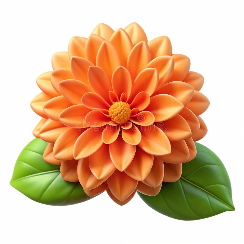 Floare portocalie transformată digital cu frunze verzi și miez galben vector illustration
