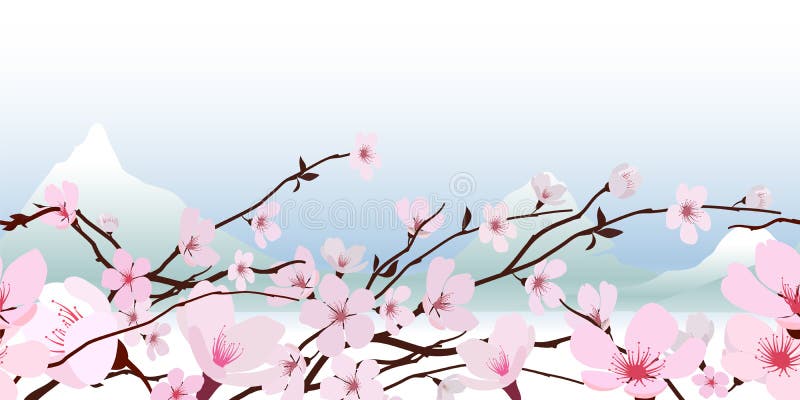 Floare roz delicată de primăvară vector illustration