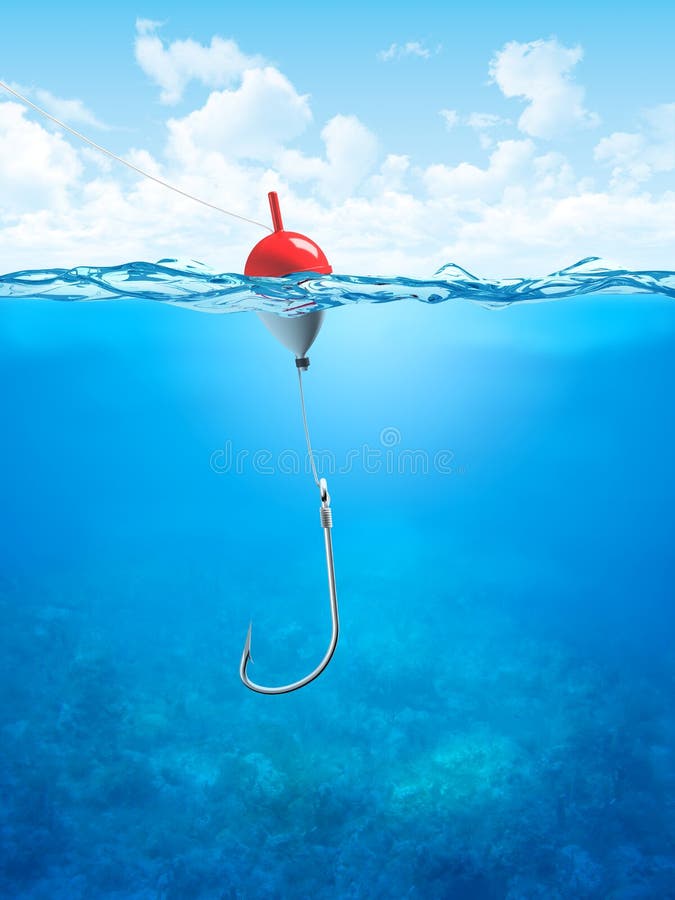 Float, Fishing Line and Hook Underwater Stock Illustration - Illustration  of close, background: 13063516