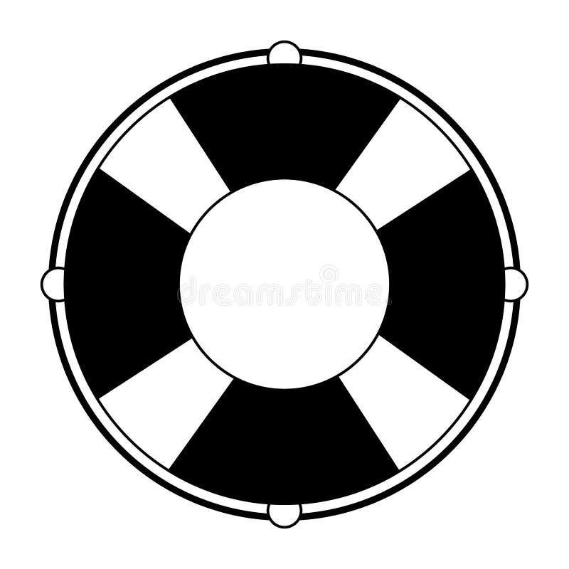 Float Lifesaver Symbol Black and White Stock Vector - Illustration of ...