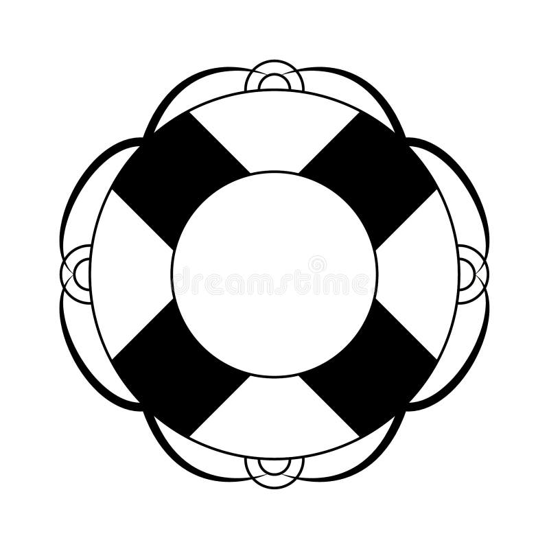 Float Lifesaver Symbol Black and White Stock Vector - Illustration of ...