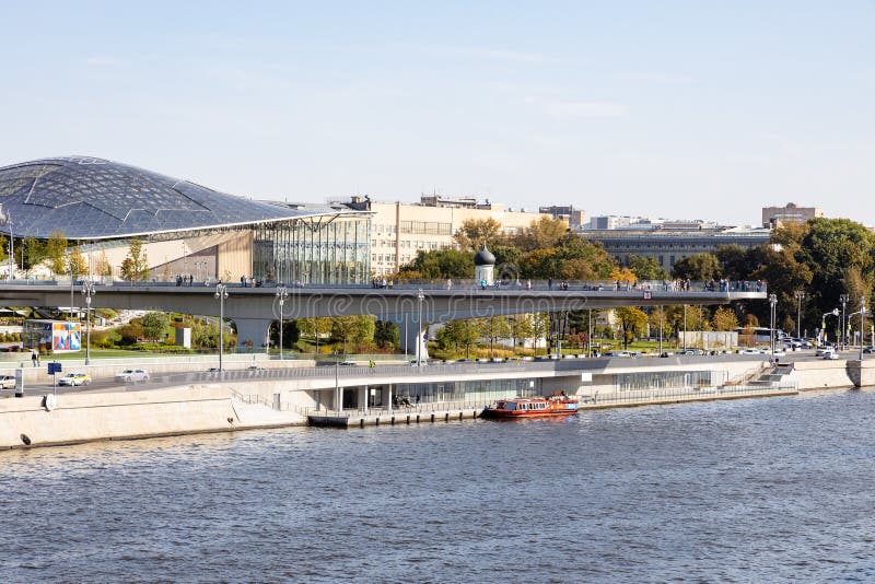 The floating bridge over Moskva river in Moscow