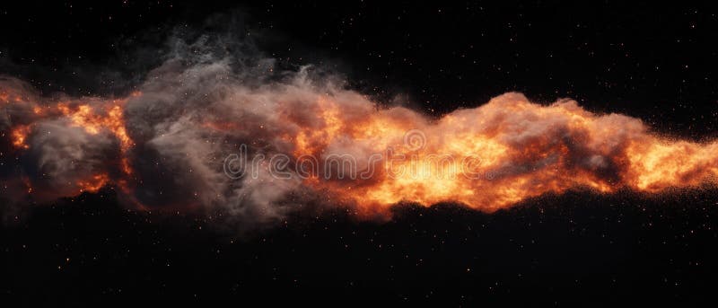 Floating fire particles in a dark background with glowing embers and sparks royalty free stock photos