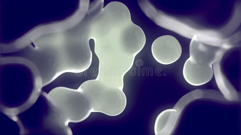 Floating glowing blobs shiny background 3d rendering loop animation HD vector illustration