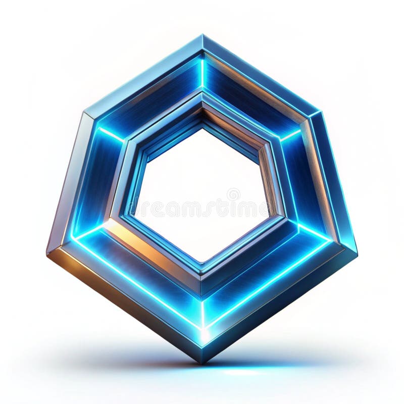 Floating glowing hexagon with rotating sides vector illustration