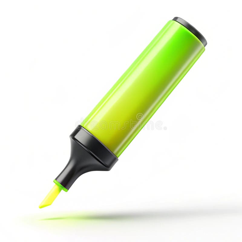 Floating glowing highlighter with rotating ink royalty free illustration