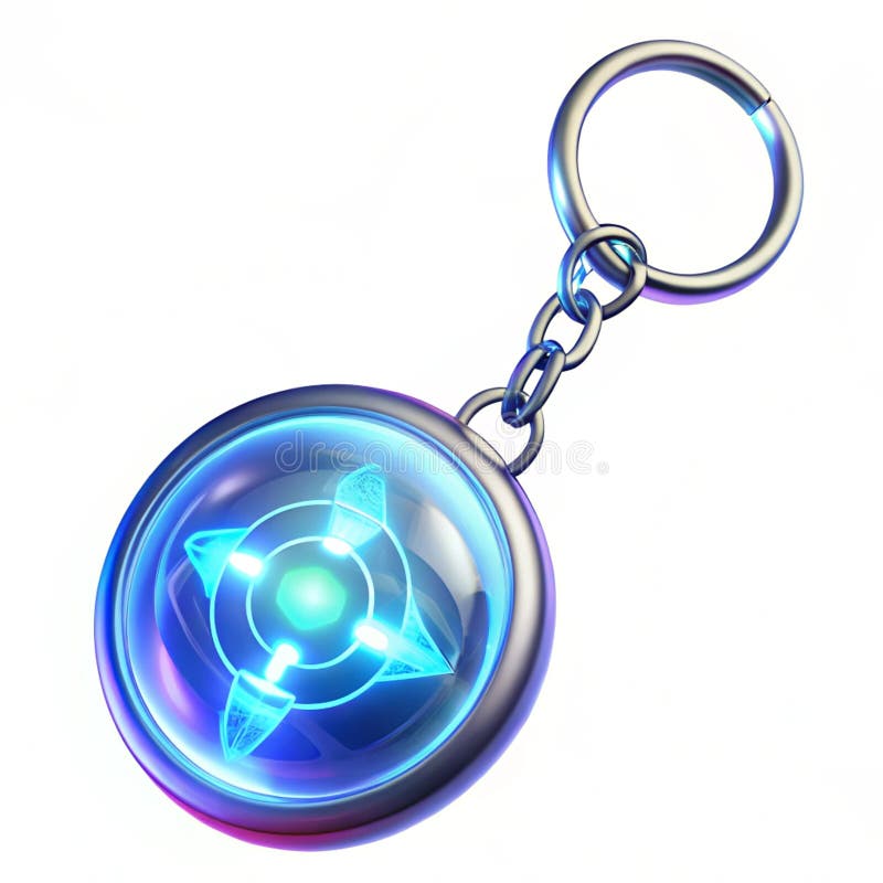 Floating glowing keychain with rotating designs royalty free illustration