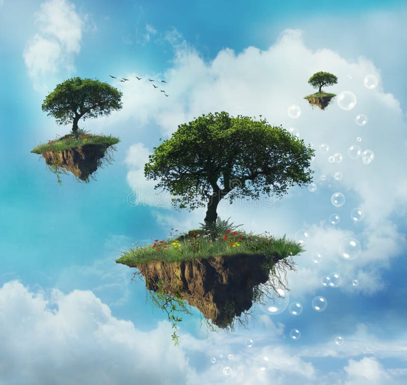 Floating island stock illustration. Illustration of blue - 9532367