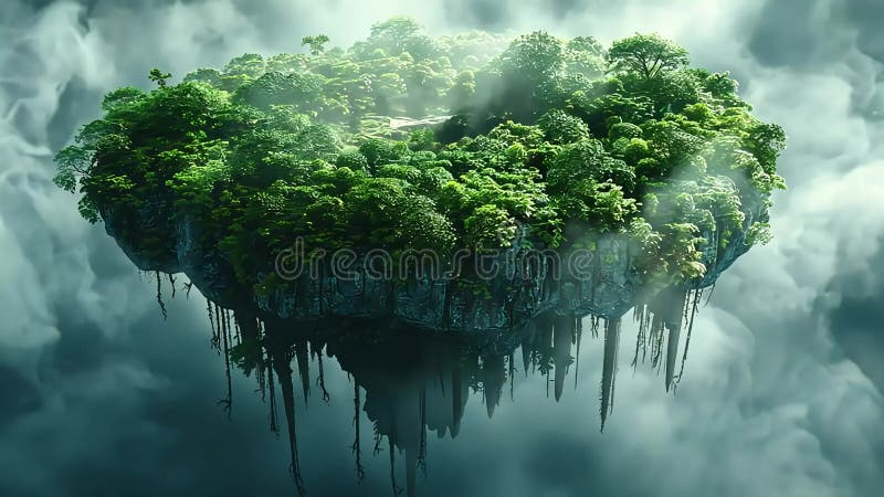Floating Island in the Clouds stock illustration