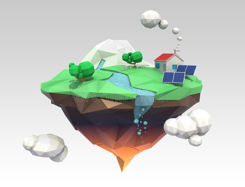 Floating island for ecology concept royalty free illustration