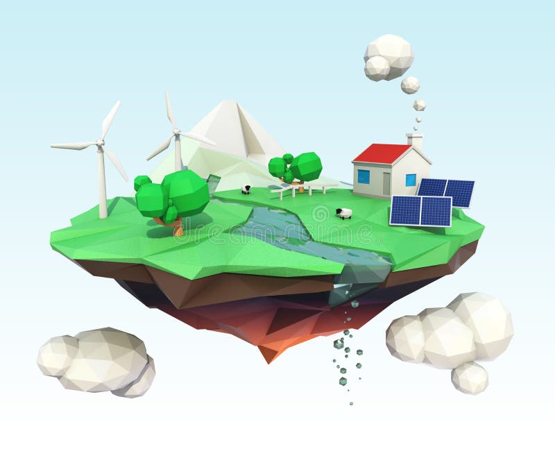 Floating island for ecology concept royalty free illustration