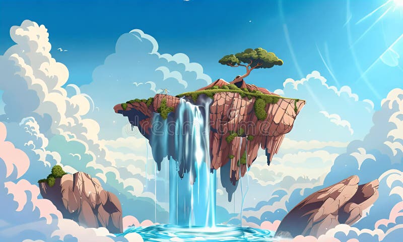 Floating Island Paradise stock illustration