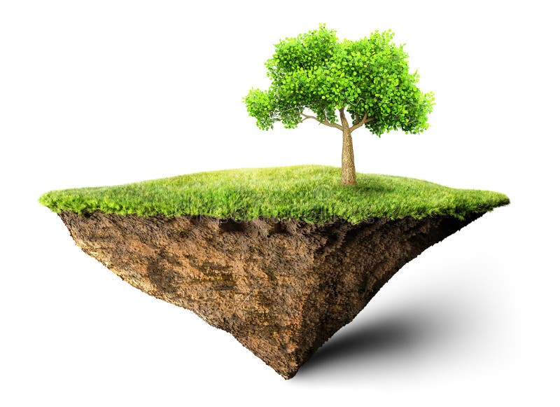 Floating island with tree stock illustration