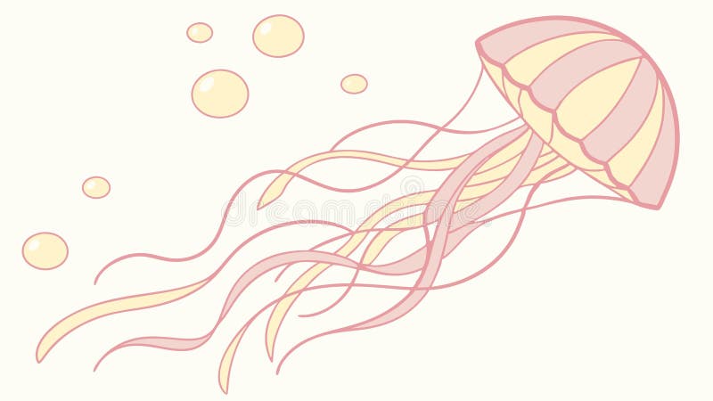 Floating jellyfish with long tentacles, symbolizing marine life and fluidity, vector design Generative AI royalty free illustration