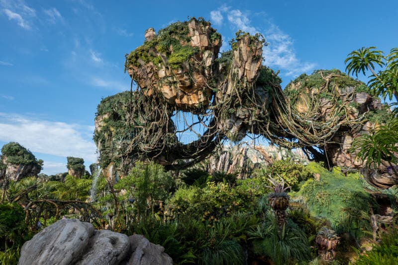 The floating  moutains in the Pandora area of Animal Kingdom at Disney World