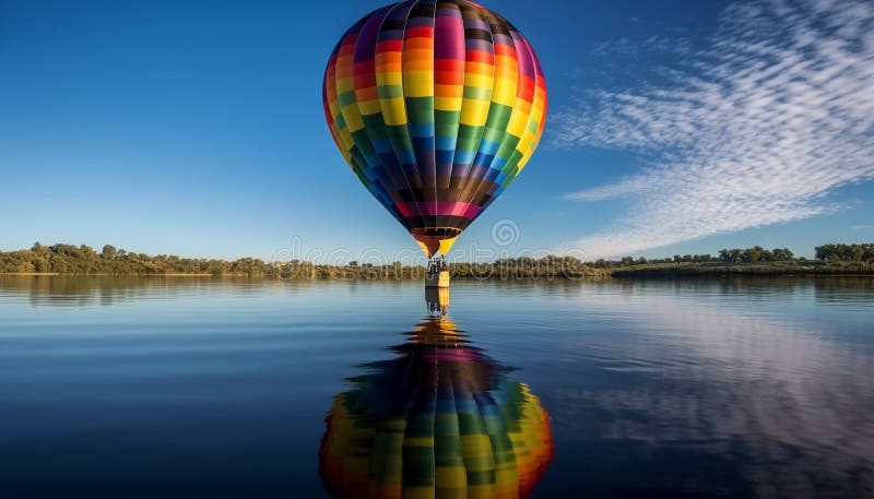 Floating multi colored balloon captures summer beauty generated by AI