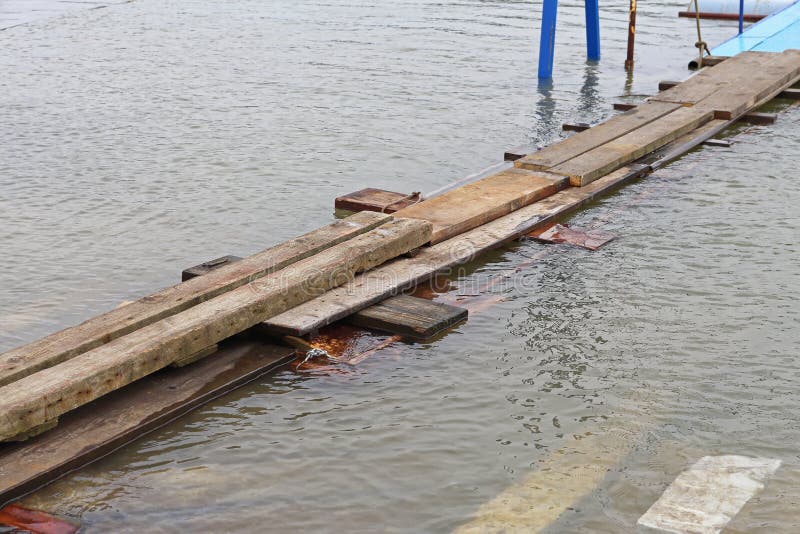 Floods Planks Bridge stock image. Image of bridge, temporary 151704557