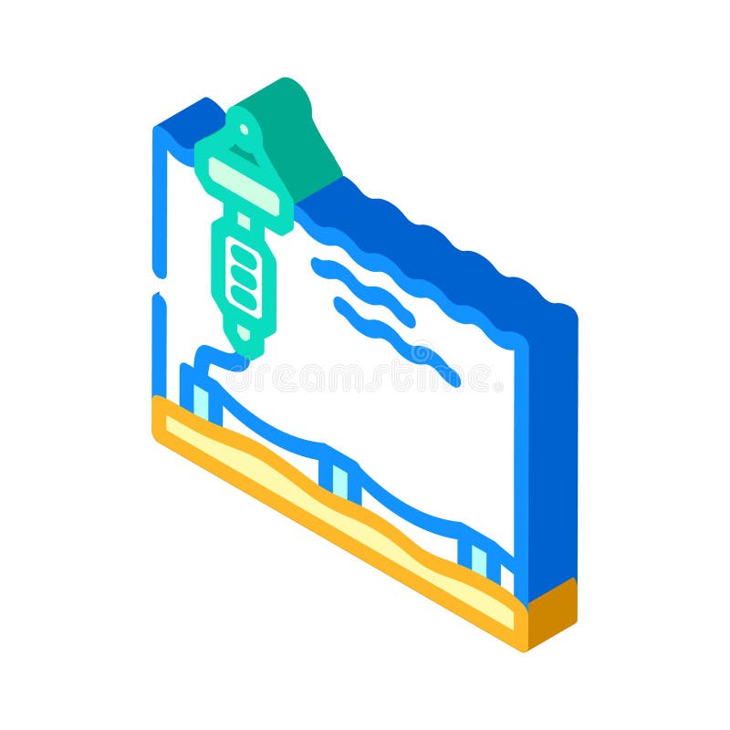 Floating Platform Tidal Power Isometric Icon Vector Illustration Stock