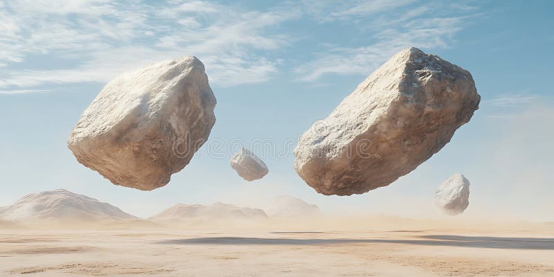 Floating Rocks in Desert Surreal Landscape Photography Stock ...