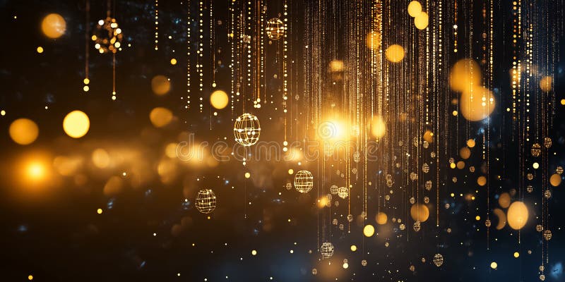 Floating symbols cascade down, creating a mesmerizing digital matrix stock photo