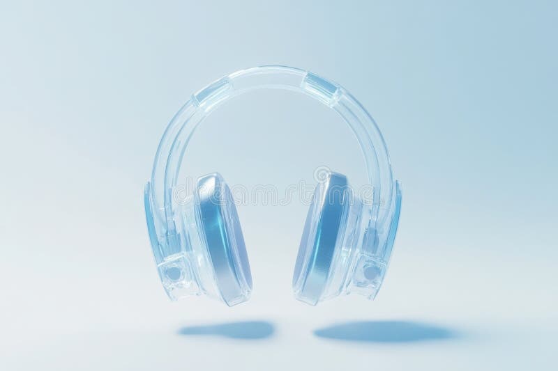 Floating transparent headset showcasing modern design and technology in a minimalistic environment royalty free stock image