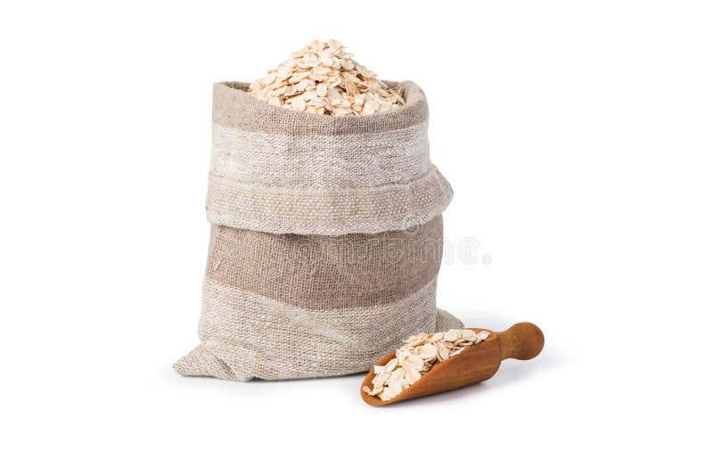 Sac Des Flocons De Farine D'avoine. Fin. Photo stock - Image du gruaux