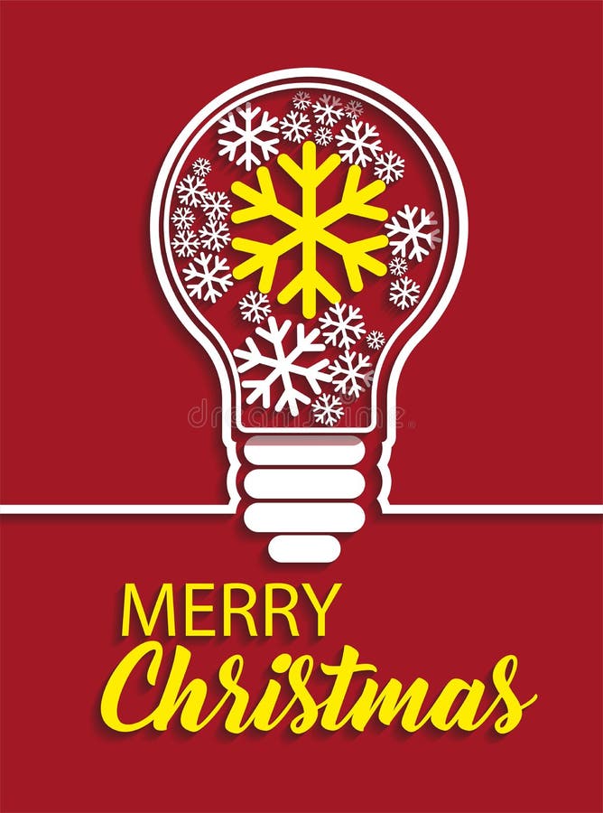 Flocons de neige de Joyeux Noël dans l'ampoule sur le fond rouge illustration stock Flocons de neige de Joyeux Noël dans l'ampoule sur le fond rouge illustration stock